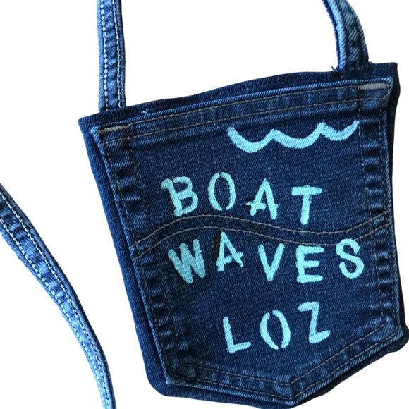 Handmade Crossbody Bag: Recycled Denim Lake of the Ozarks Cell Phone Jean Purse - Picture 1 of 11